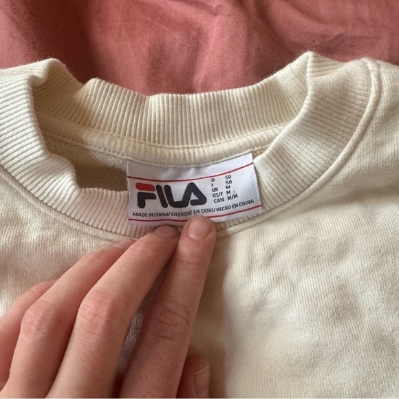 FILA Floral Cream Bow Crewneck Sweatshirt Medium - Picture 3 of 3